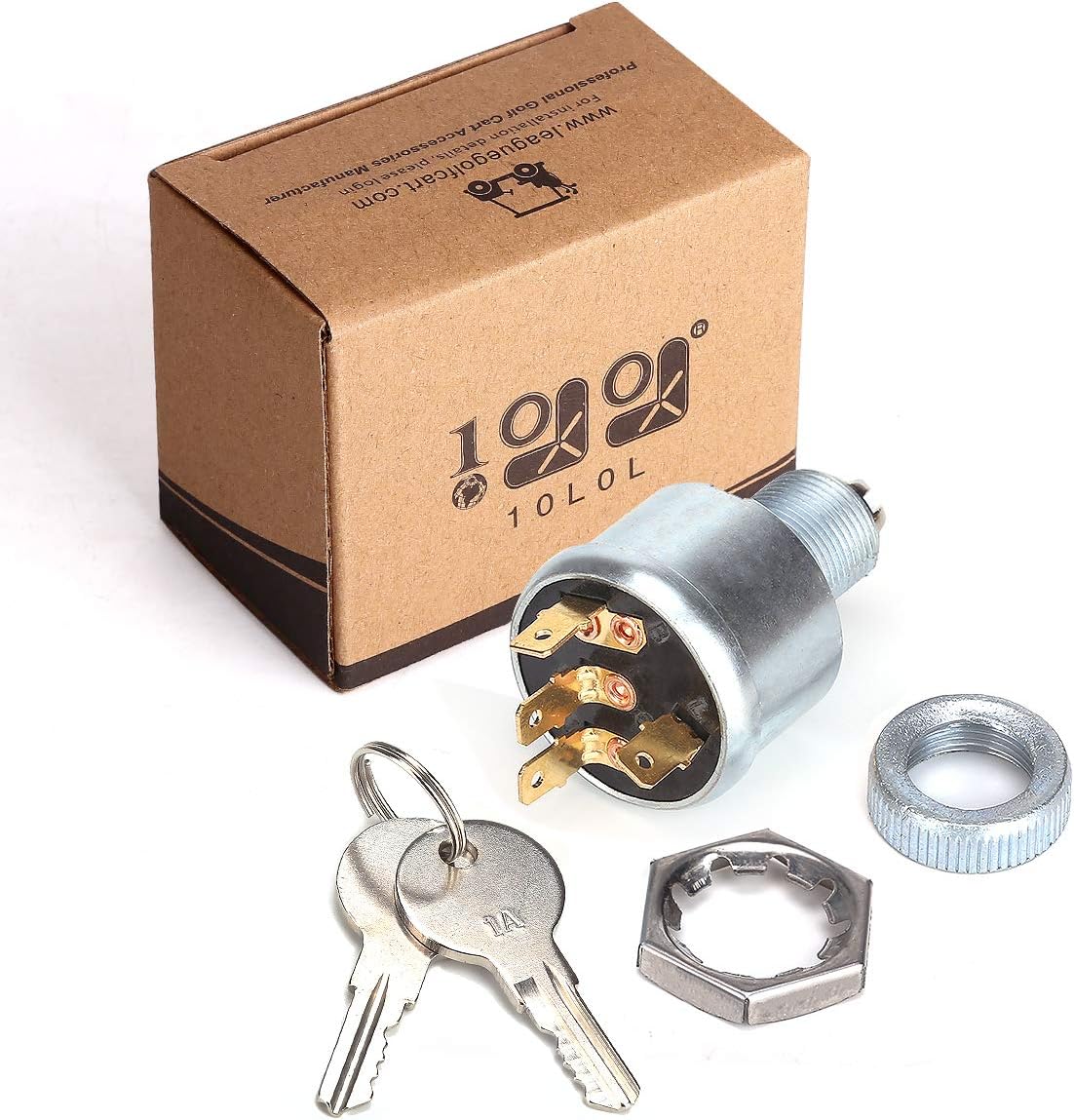 10L0L Golf Cart Keys Starter Ignition Switch Kit for EZGO 4 Terminals, OEM# 33639-G01 33639G01, 33639-G03 33639G03