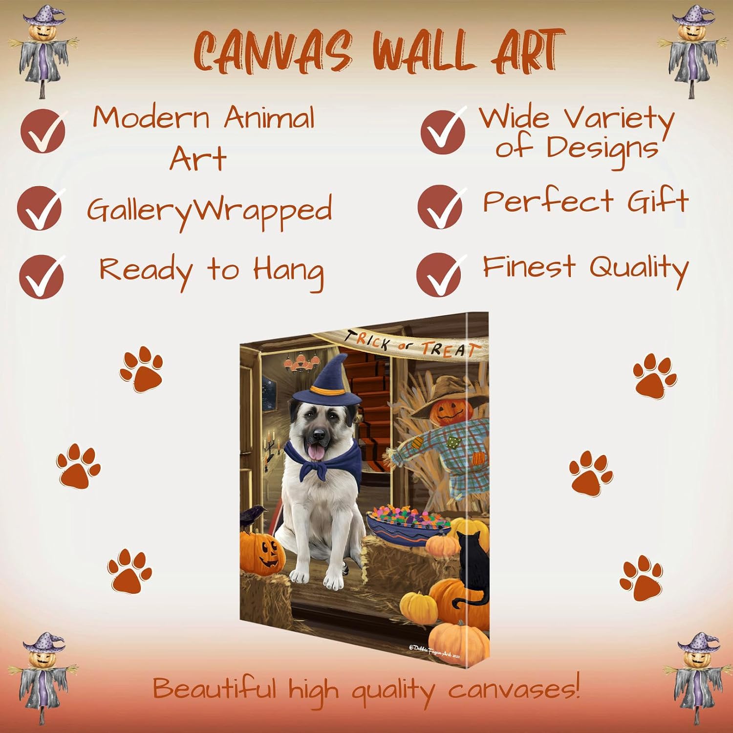 Doggie of the Day Enter at Risk with Anatolian Shepherd Dogs Canvas Wall Art - Premium Quality Ready to Hang Room Decor - Flat Rolled 11" x 14"