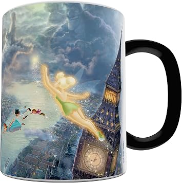 Morphing Mugs Disney - Peter Pan - Tinker Bell - Fly to Neverland - One 11 oz Color Changing Heat Sensitive Ceramic Mug – Image Revealed When HOT Liquid Is Added!