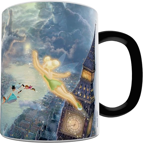 Morphing Mugs Disney - Peter Pan - Tinker Bell - Fly to Neverland - One 11 oz Color Changing Heat Sensitive Ceramic Mug – Image Revealed When HOT Liquid Is Added!