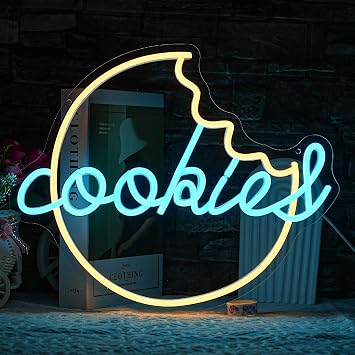 Cookies Neon Sign for Wall Decor Biscuit Neon Light Dessert LED Neon Sign Dim Sum Neon Light Up Sign for Bedroom Cafe Bar Home Kitchen Cake Shop Bakery Decoration15.9"*12.9"