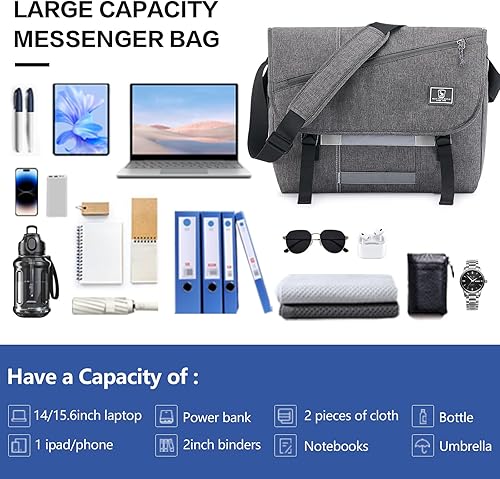 Miniatura 6 de OIWAS Bolsa tipo mensajero para mujer, de lona, de 14 pulgadas, para laptop, maletín para computadora