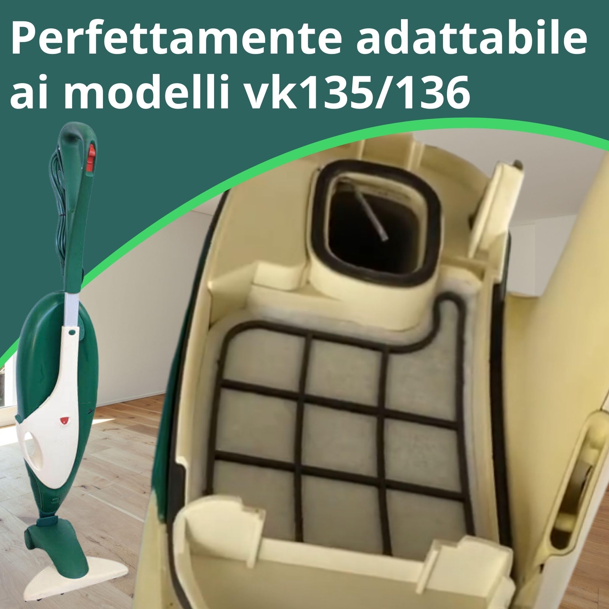 NAMAI - Set di 4 Filtro Folletto VK135/136, Ricambi 100% Compatibili, Resistenti e Antibatterici, Filtri Folletto VK135, Ricambi Folletto (4 PZ) - 2