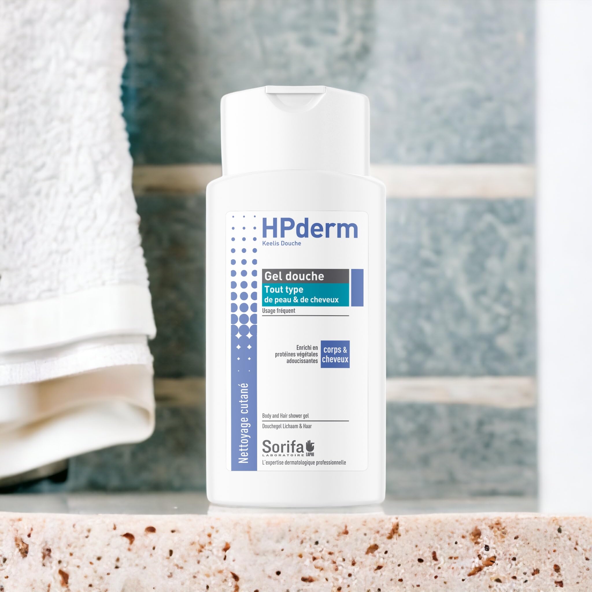 30 szt. - HPderm Żel pod prysznic 2 w 1 do ciała i włosów - Dermo-protekcyjny - Każdy rodzaj skóry i włosów - z białkami owsianymi - Częste stosowanie - pH neutralne, bez mydła - Butelka 200 ml