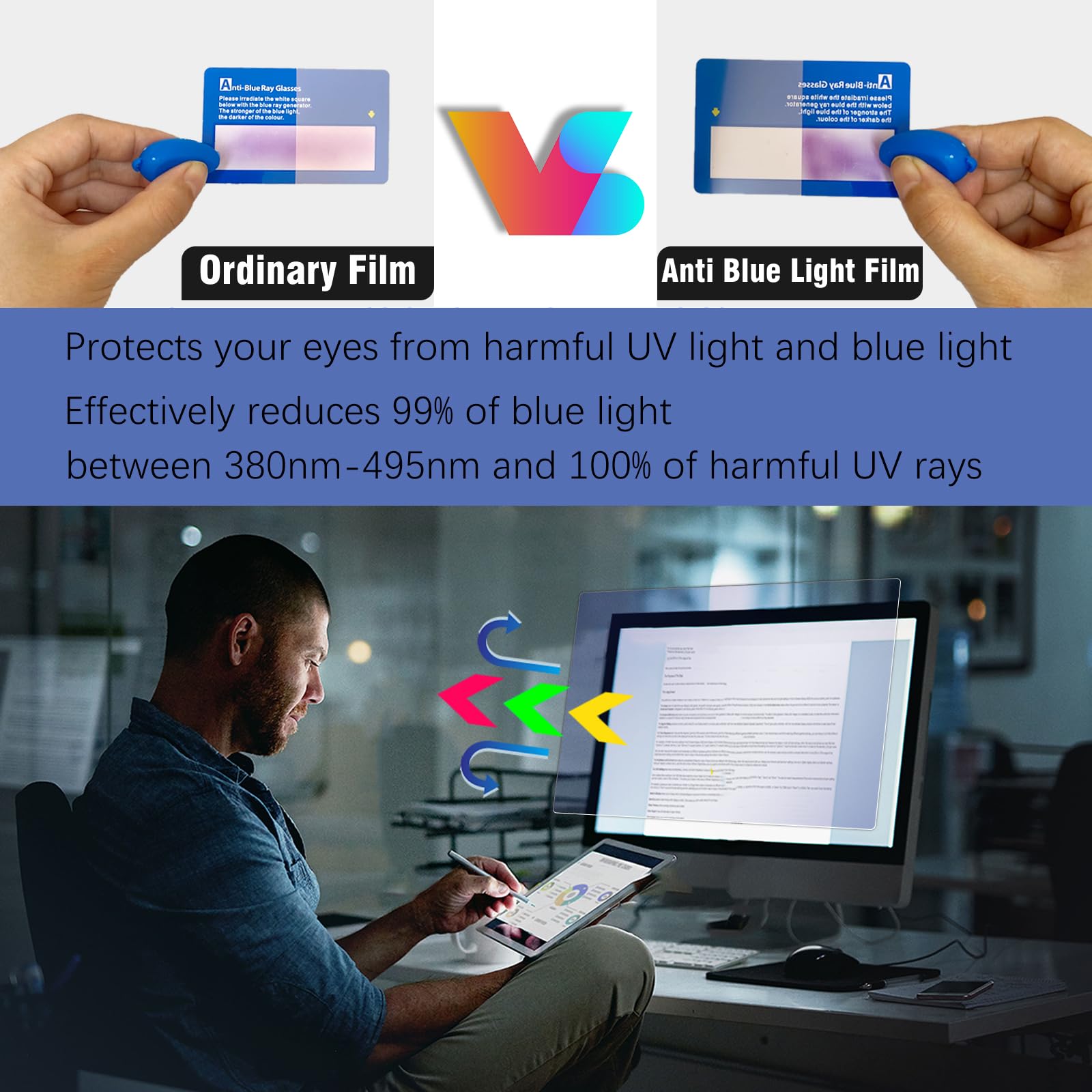 Panel protector de pantalla de luz azul para monitor de computadora de 23.8 pulgadas, filtro de bloqueo de luz azul, protector antirreflejos para computadora de escritorio (extraíble, no 5