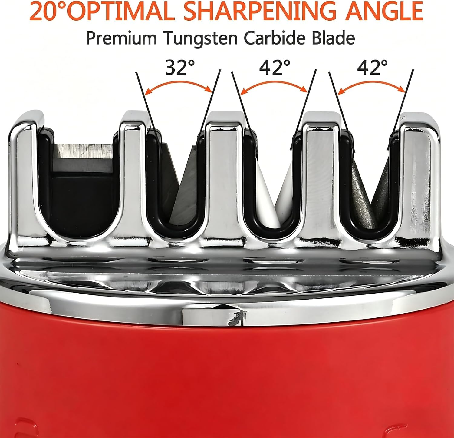 VIRO Compact Suction Kitchen Chef Knife and Scissors Sharpener for Straight and Serrated Knives, 4-Stage Knife Sharpening Tool Helps Repair and Restore Blades, Red