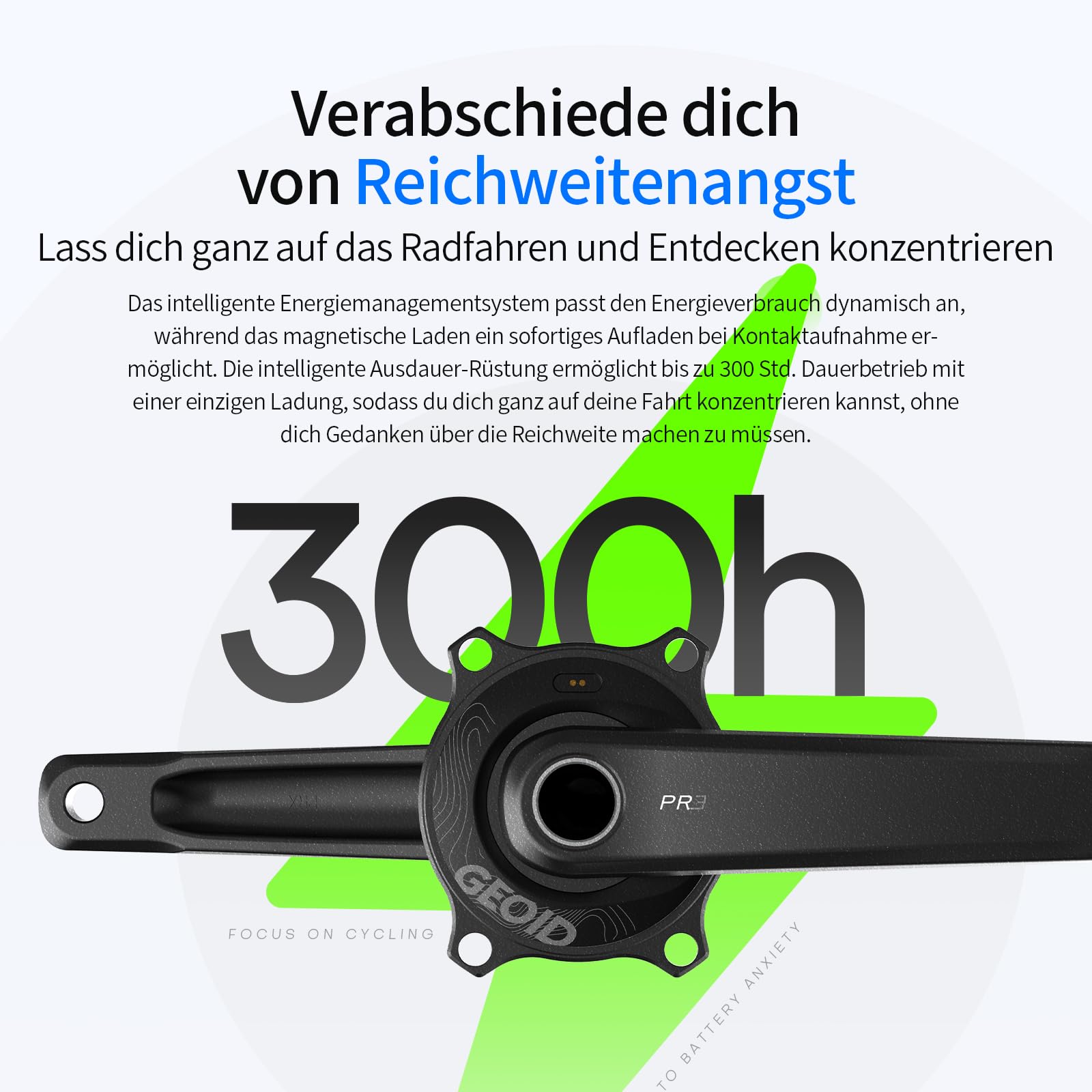 GEOID PM500 Leistungsmesser für Rennräder - Kurbelsatz Leichtbau 680g mit Präzision ±1,5%, Akku 300 Stunden, 110 BCD, Bluetooth/ANT+, IPX7 Wasserdicht