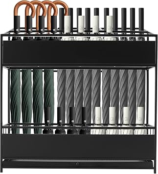 Umbrella Stands, Freestanding Umbrella Holder with Removable Water Tray Black
