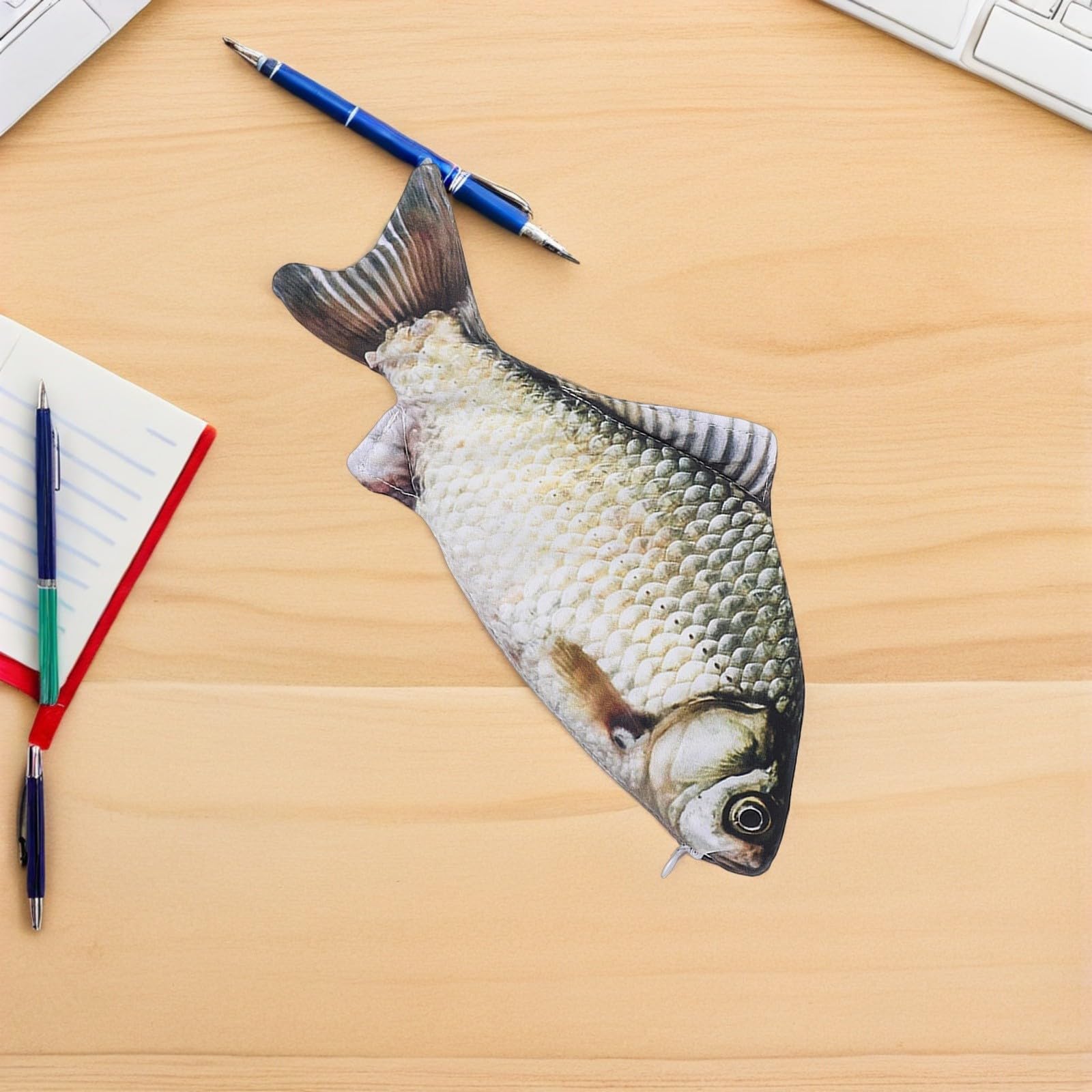 Healeved 15 Pezzi Astuccio Portapenne a Forma di Pesce Realistico in Poliestere Ampio Spazio Interno per Scuola e Regali di Compleanno