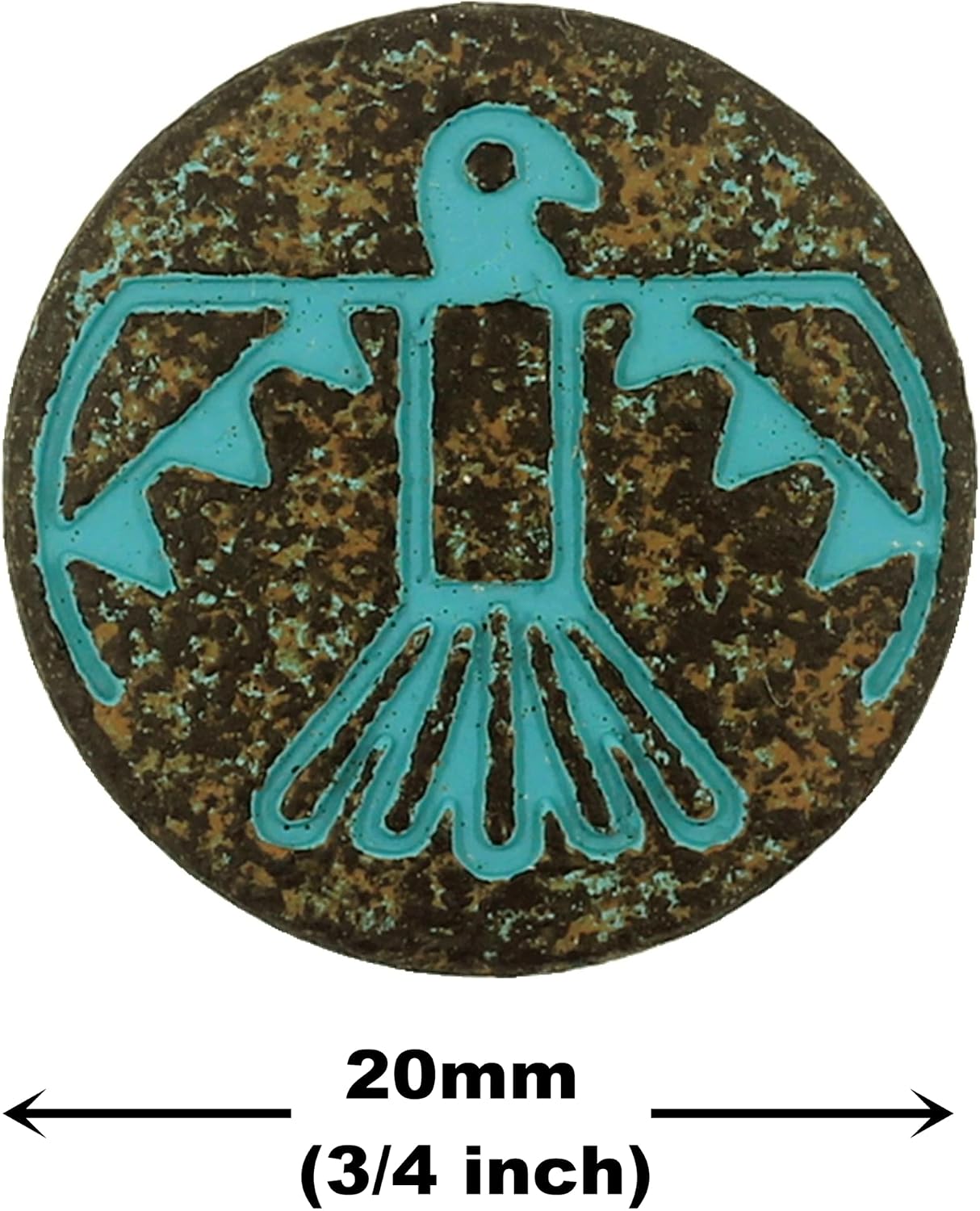 Bezelry 12 Pieces Aztec Thunderbird Metal Shank Buttons. 20mm (3/4 inch) (Green Patina Varnished)