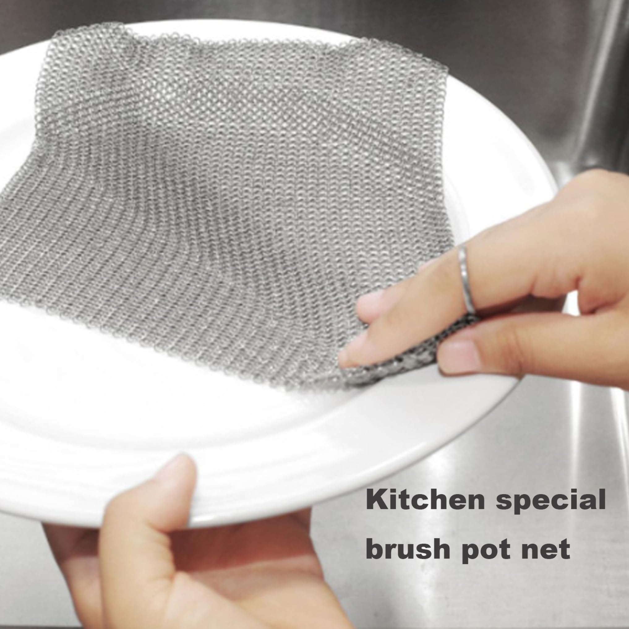 Jeorywoet Cast Iron Cleaner Non-Scratch Stainless Steel Scourer 20x20 cm Nonstick Oil Chainmail Scrubber for Kitchen Pans Pot Griddles Skillets Cookware, cast Iron Cleaner