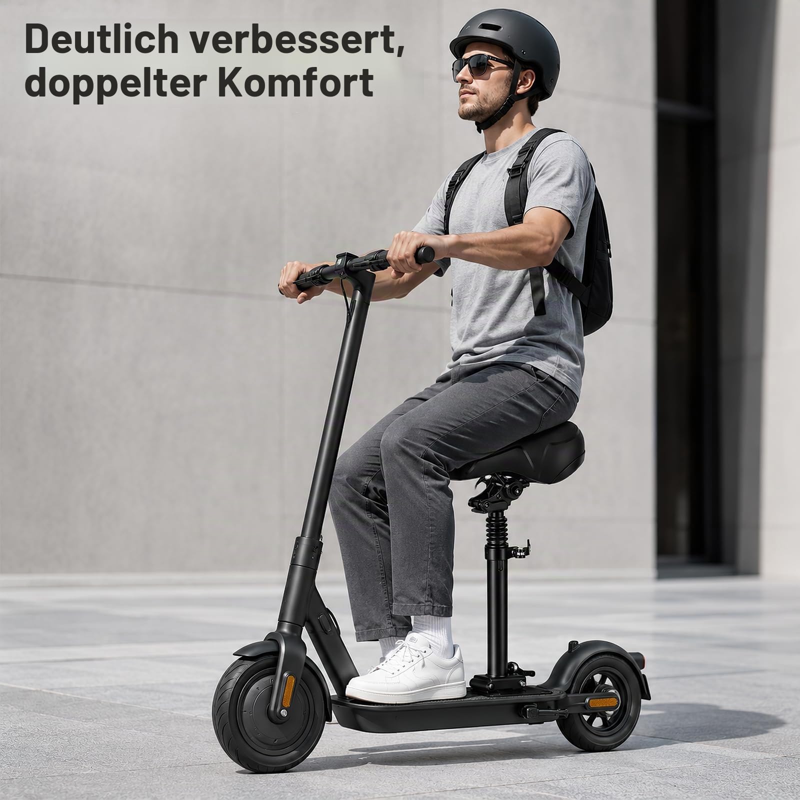 Elektro Scooter Sitz, Höhenverstellbarer Klappsitz für Elektroroller Erwachsene Kompatibel mit Segway Ninebot F3/E3/E3Pro Roller 45-65CM Sitzhöhe mit Stoßdämpfender Sitz Tragbarer Schultergurt