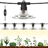 Espird Outdoor LED Grow Lights for Greenhouse 6-Light Waterproof String Grow Light, Full Spectrum LED Plant Grow Light Lamp, Waterproof Greenhouse Grow Lights for Seedling, Veg, Flower