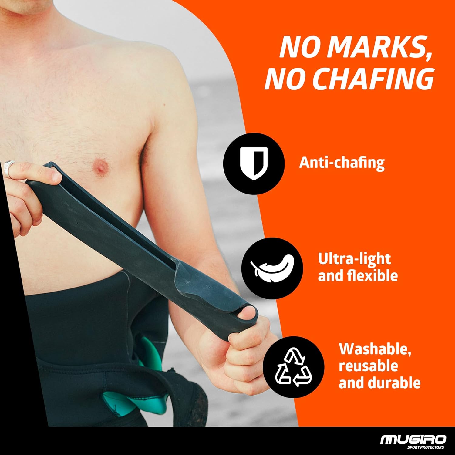 MUGIRO Wetsuit Neck Protector - Anti-Chafing Silicone Collar for Men & Women | Prevents Wetsuit Rash & Rubbing for Swimming, Triathlon, Surfing & Scuba Diving | Reusable Neoprene Suit Accessory