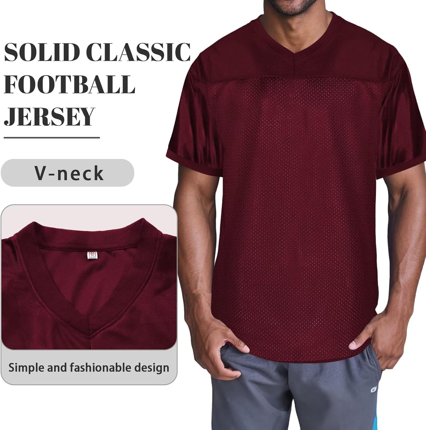 Blank Football Jersey,Mesh Practice Plain Football Shirt 90s Hip Hop Retro Active Unisex Workout Dry-Fit Soccer Sports Tee image 2