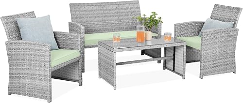 Miniatura 70 de Best Choice Products Juego de muebles de conversación de patio de mimbre al aire libre de 4 piezas para patio trasero con mesa de café, cojines de