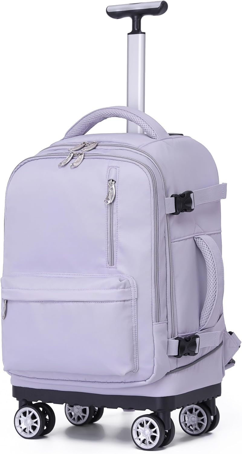 NEW TILAMI 19 Inch Rolling Backpack 4 Spinner Wheels for School, Purple