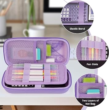 EVA Hard Case Compatible with Texas Instruments TI-Nspire CX II/TI-NSPIRE CX-II CAS,Portable Case for TI-84 Plus/TI-84 Plus CE/TI-83 Plus/TI-85/TI-89 Color Graphing Calculator. (Light Purple)