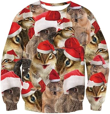 Idgreatim Unisex Ugly Christmas Crewneck Sweatshirt Novelty 3D Graphic Long Sleeve Sweater Shirt