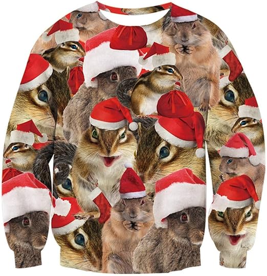 Idgreatim Unisex Ugly Christmas Crewneck Sweatshirt Novelty 3D Graphic Long Sleeve Sweater Shirt
