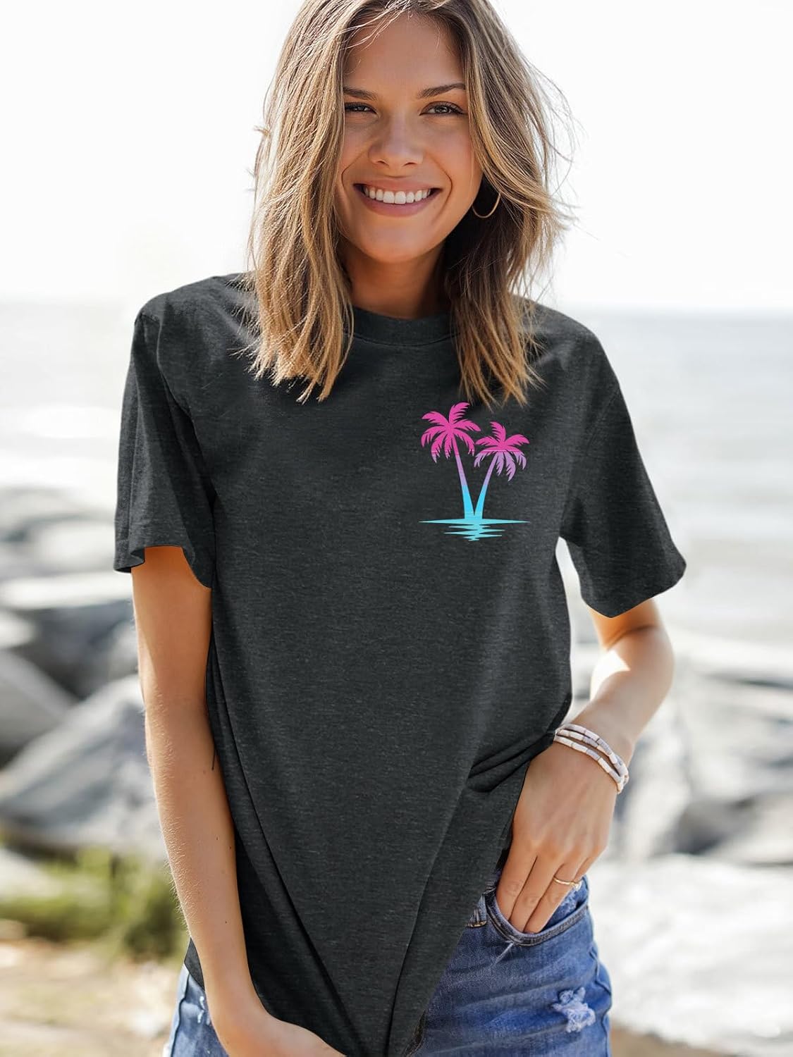 Beach Shirts for Women Hawaiian Beach Party Tops Casual Summer Tropical Graphic Outfits - Image 3