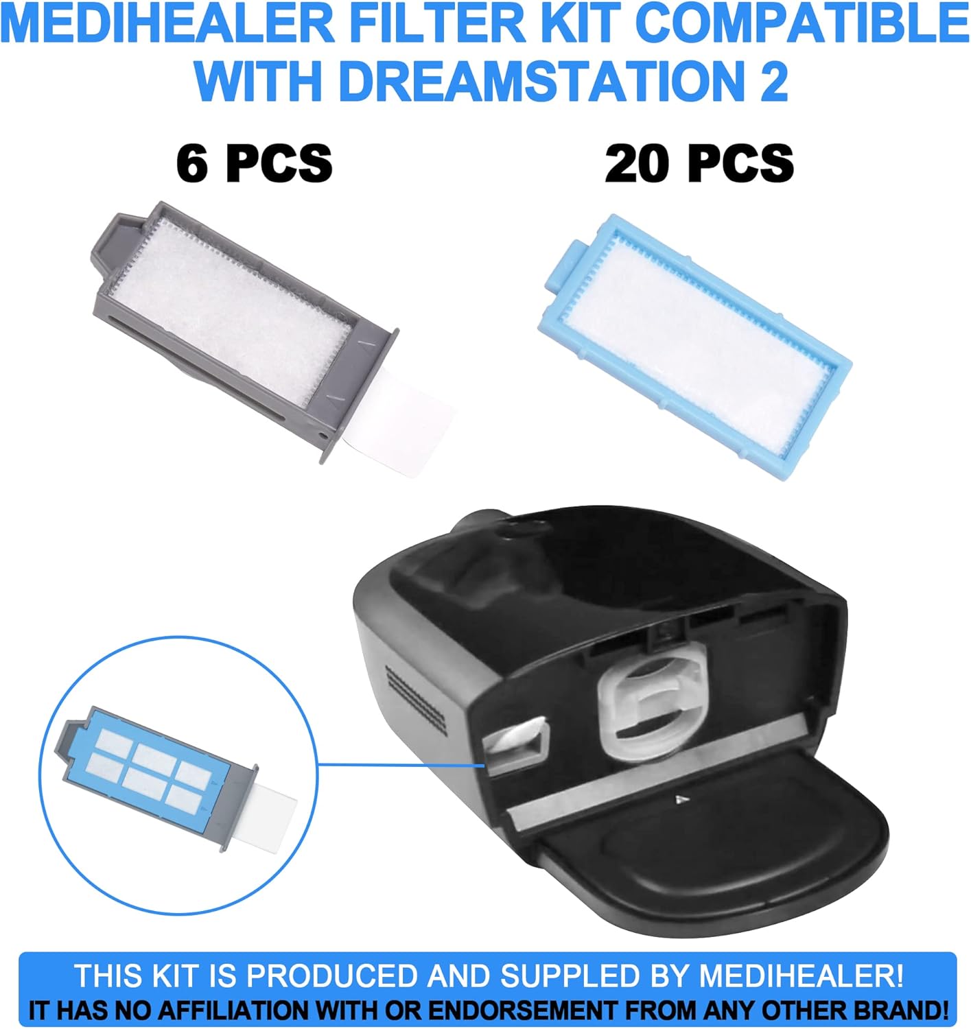 26PCS CPAP Filter Compatible with Dreamstation 2: Includes 20PCS Ultra-Fine & 6PCS Pollen Filter,Replacement for Dreamstation 2,Medihealer Premium CPAP Supplies.