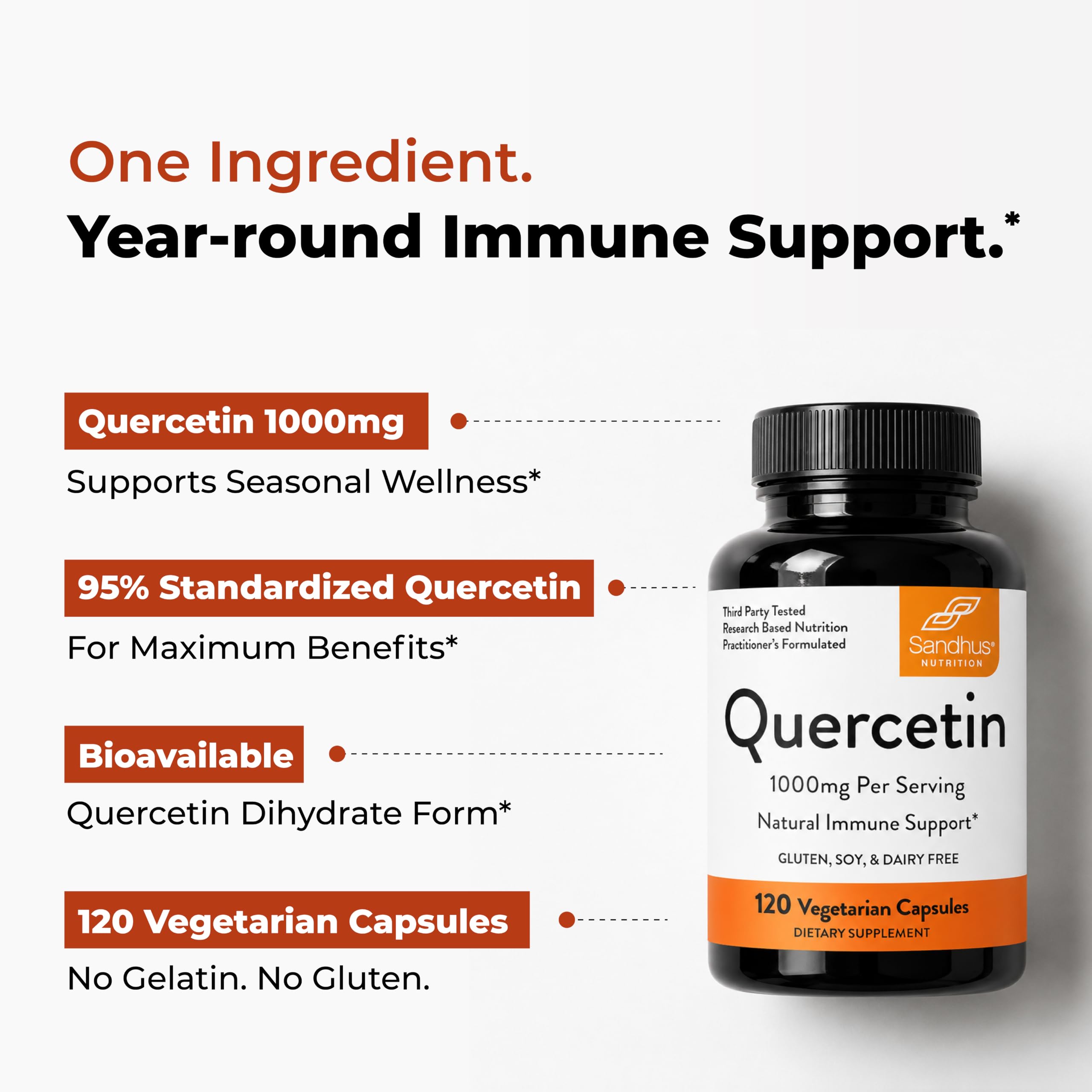 Sandhu's Quercetin 500mg Capsules 1000mg Per Serving 120 Ct Vegetarian — Amazon image 3
