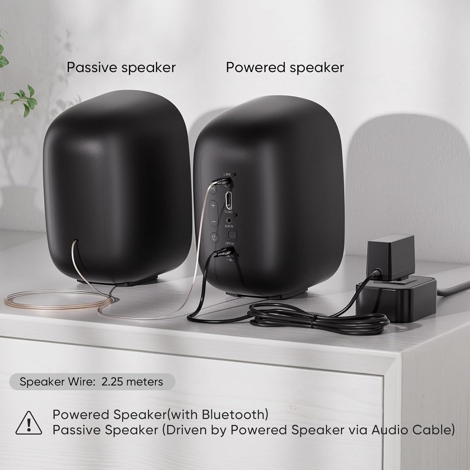 Saiyin Powered Bluetooth Bookshelf Speakers for Record Player, 40W Stereo Sound Speakers with 3-Inch Woofer, Dual-Curved Horn Bass Reflex Port and Optical/AUX/TV-ARC for Turntable/PC/TV, Pair - Image 7