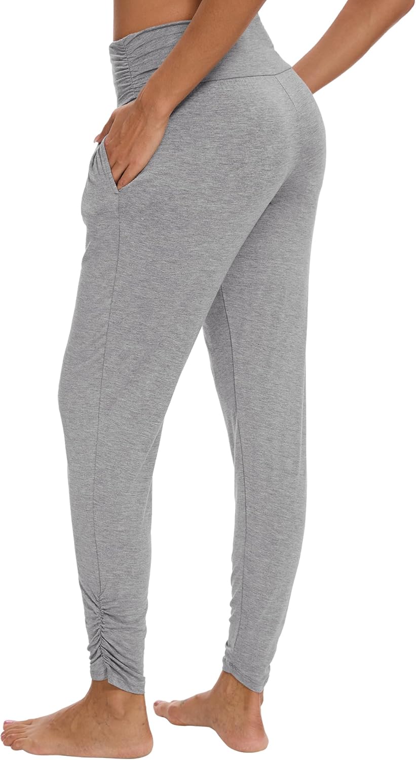 WiWi Women's Yoga Pants Viscose Bamboo Cooling High Waist Joggers Sweatpants Super Soft Lounge Bottoms with Pockets S-XXL