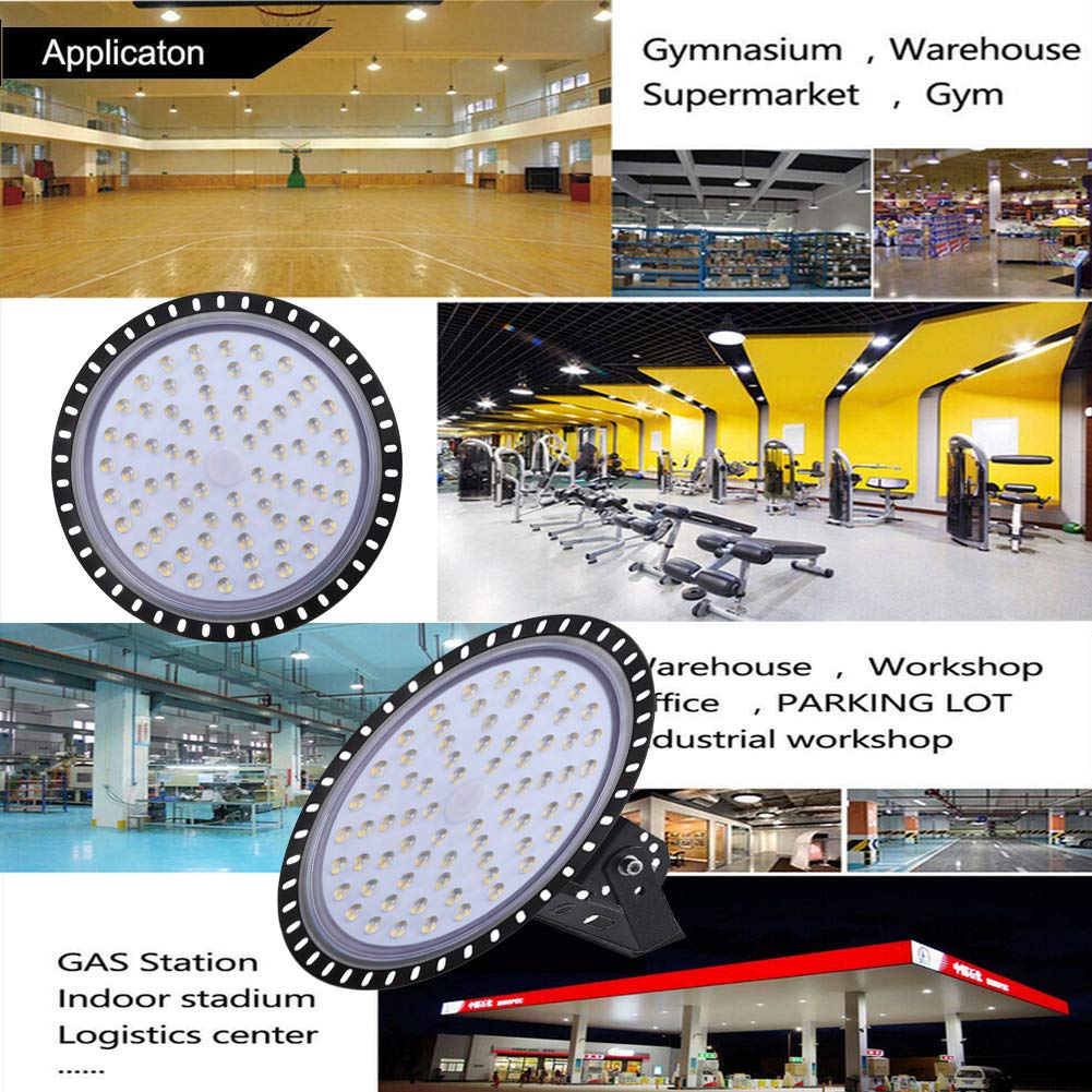 300W LED UFO High Bay Lights IP56 Waterproof 110V LED Lighting Fixture 24000LM 6500K Warehouse Industrial Factory Shop — view 7