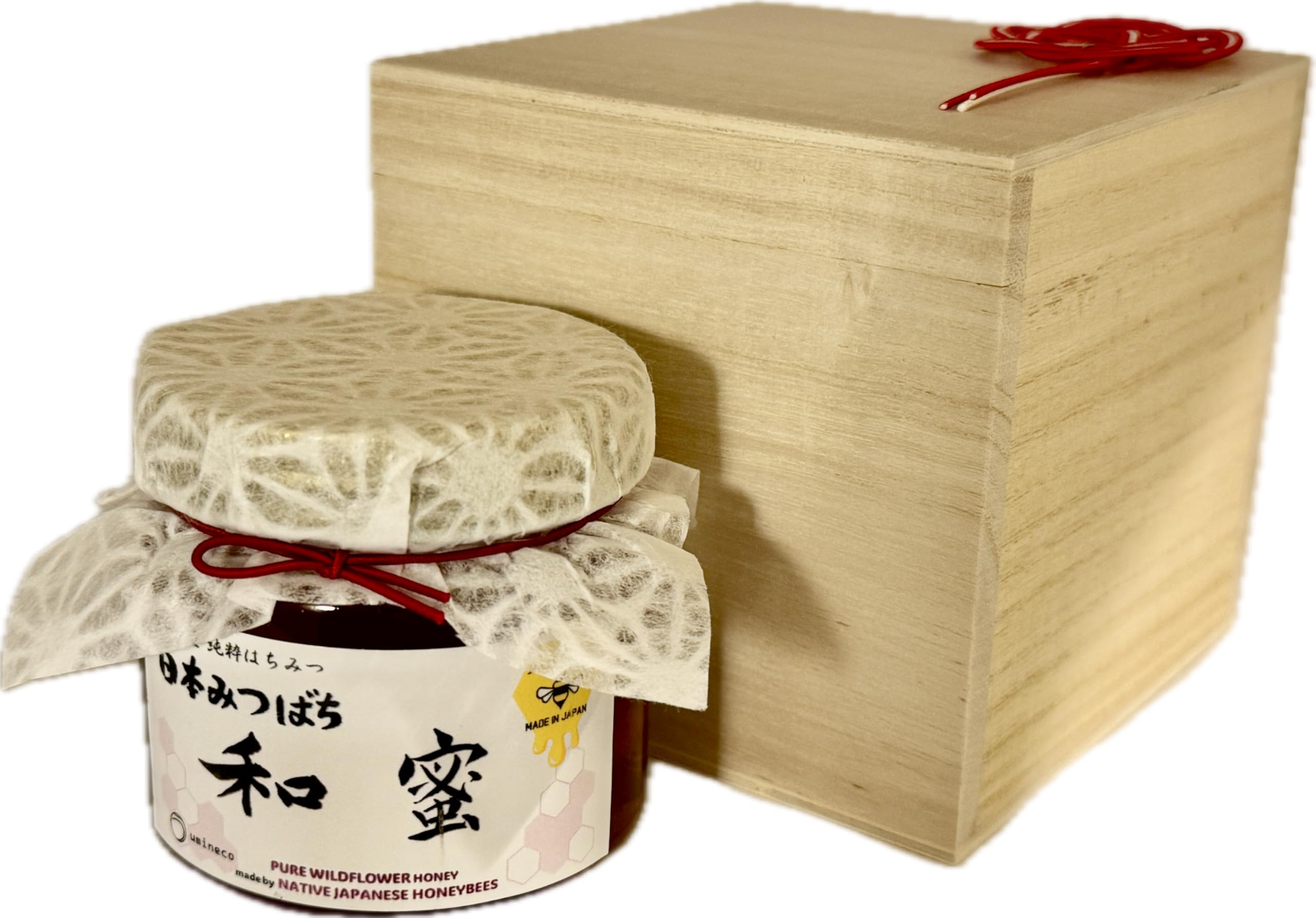 和蜜 日本みつばち 国産はちみつ 百花蜜 青森県産 純粋 生 非加熱 蜂蜜 (170g, 贈答用木箱入り)