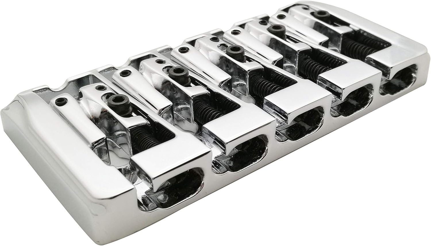 Guyker 5 String Bass Bridge with Locking Zinc Saddles – Dual Load Type A Bridges String Space 19mm Replacement for Jazz Bass or Precision Electric Instruments (Chrome)