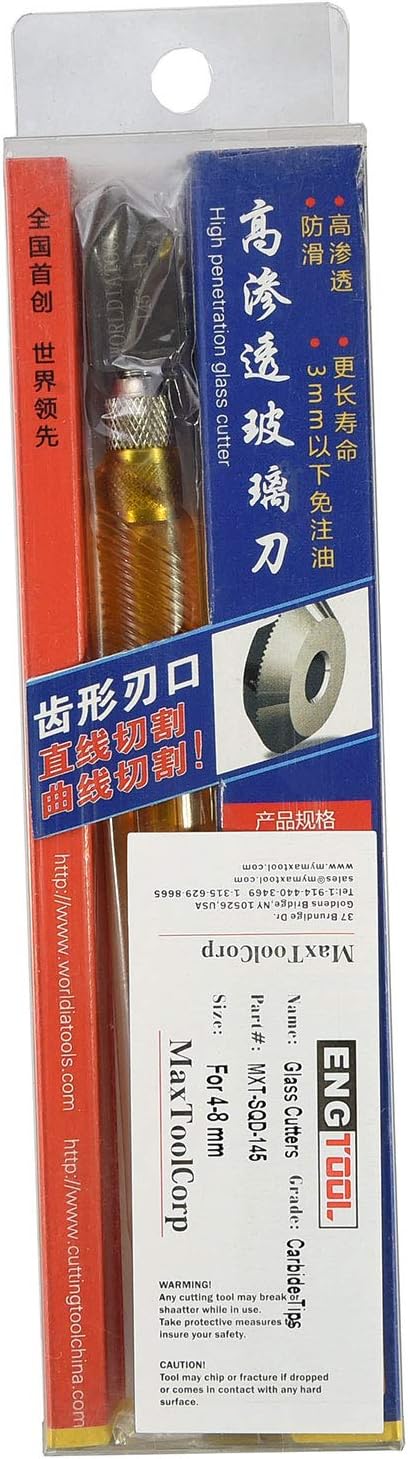 MAXTOOL Wheel Oil Glass Cutters High Penetration for 0.125/0.315" 3-8mm Premium Carbide Tip Glass Mirror Tiles Cutting Tool MXT-SQD-145
