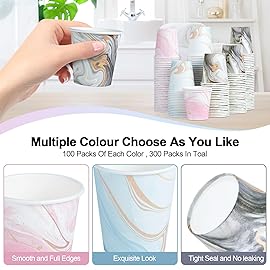 Huifany 300Pack 3 oz Paper Cups Disposable Bathroom Small Mouthwash Cups Bath Cup 3 oz Paper for Bathroom,Birthday Party, Travel, Events, Picnic, BBQ