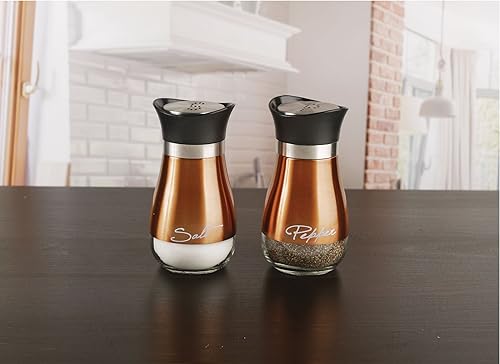 Vista 2 de Circleware Cafe Contempo - Elegante dispensador de sal y pimentero de cristal, contenedor de botella con parte inferior transparente con parte Sal