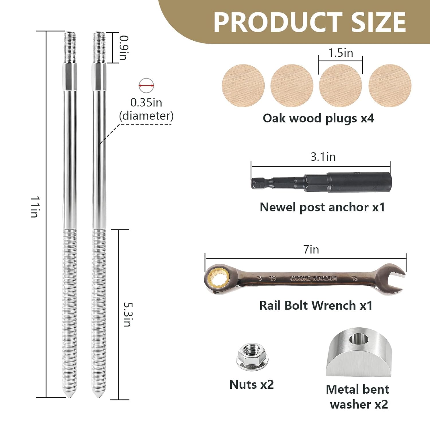 2pcs Wood Newel Post Mounting Kit, Hidden Newel Post Fastener Anchors Post Connect Handrails to Staircase, Newels for Residential Commercial Stair Railing, Deck Baluster (2)