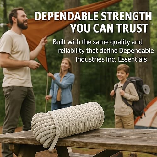 Miniatura 6 de Cuerda de algodón trenzada resistente de 100 pies de aproximadamente 6 1/4 pulgadas, 0.236 in, multiusos, hogar, barco, campamento