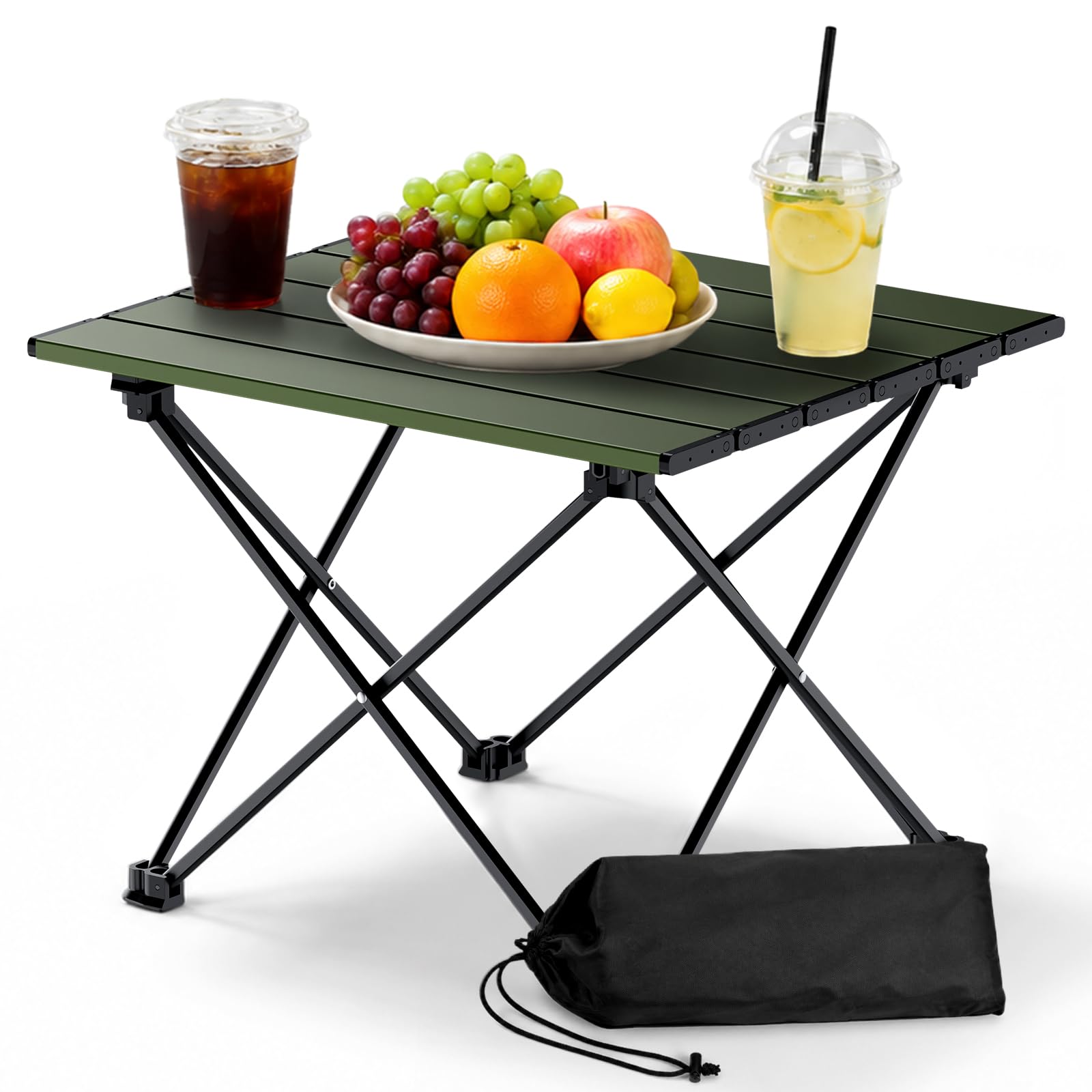 Anbte Small Folding Camping Table, Aluminum Frame, 20 kg Capacity