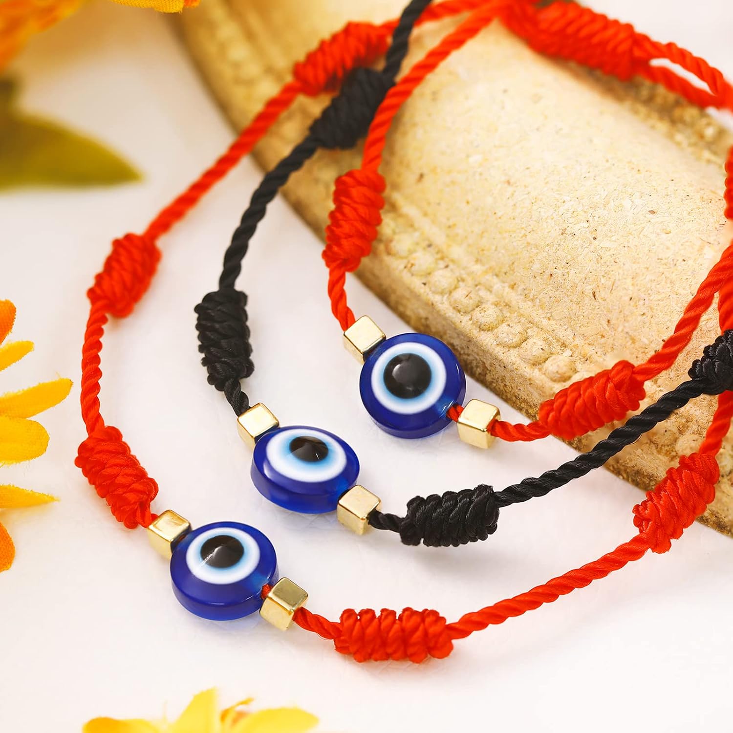 32 Pieces Evil Eye Bracelets Adjustable Evil Eye String Knot Bracelet Good Luck Amulet Bangle Braided Rope Charm Strand for Women Men