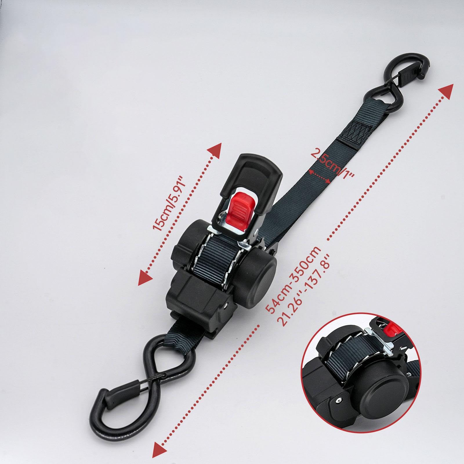 Sharplace Cinghia a cricchetto con ganci a S regolabili e autoavvolgenti, cinghia di fissaggio automatica per rimorchio, furgone, camioncino