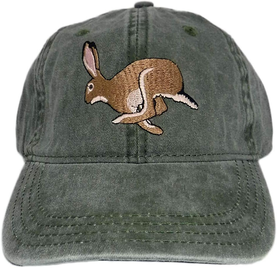 Eco Wear Jackrabbit Baseball Cap Cotton Embroidered Design Adjustable Khaki Green