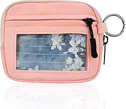 DMLuna RFID Blocking Small Wallets for Women & Men Credit Card Holder Keychain Wallet Travel Wallet Money Organizers Ladies Mini Purse with ID Window Coin Pocket, Rose Gold