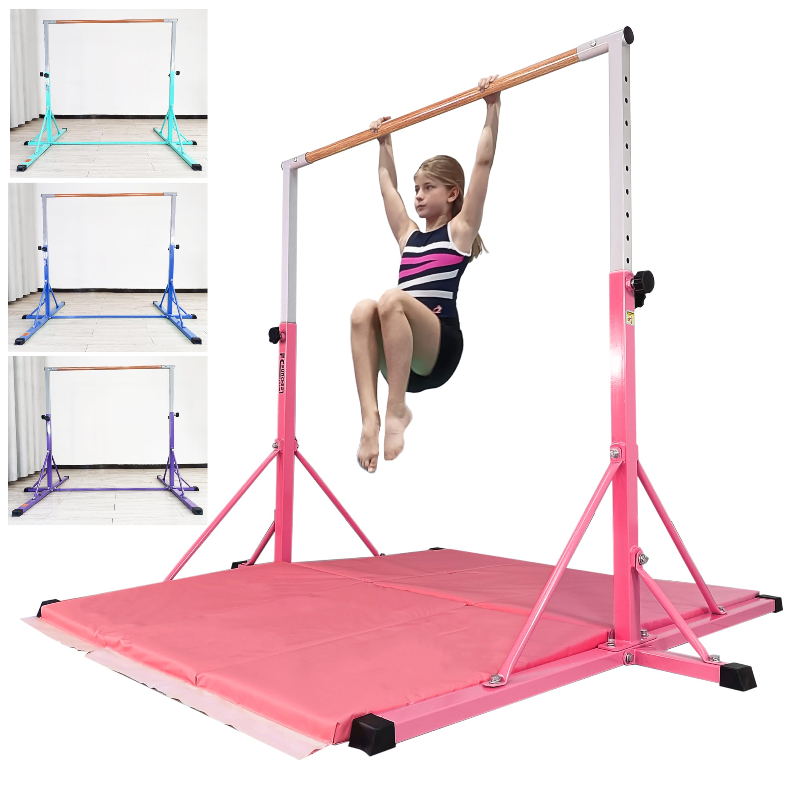 Gymnastics bar,5FT/6FT Horizontal Bars, Adjutable Gymnastic Bar for Kids Ages 5-20, 35.4" to 59"/45" to 71", Weight Limit 500 LBS,Home Gym Equipment