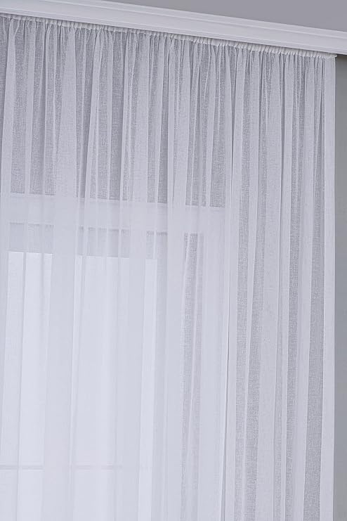 Gauze Fabric Design Folded Optik Beyaz KETEN PLUS YÜKSEK KALİTELİ TÜL PERDE 300 x 250
