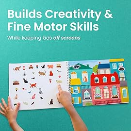 Cupkin Hello Cats Sticker Book Activity for Kids, Toddler Airplane Travel Essentials, 500+ Stickers for Kids 12 Scenes + Coloring Book Pages, Cat Gift Girls and Boys, Children\'s Crafts Ages 2-8