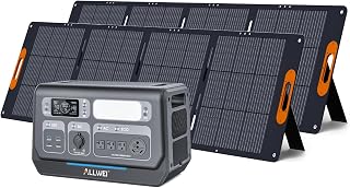 ALLWEI Portable Power Station 2400W(Surge 4800W) with 2x 200W Solar Panels, 2048Wh LiFePO4 Solar Generator, 4 AC Outlet, Expandable to 10240Wh, UPS Battery Generator for Outdoor RV Camping Home Use