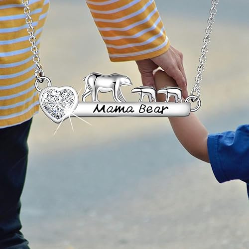 Miniatura 7 de WUSUANED Delicado collar de barra con 1, 2, 3 cachorros, joyería para el día de la madre, regalo de cumpleaños para mamá, abuela, nueva mamá