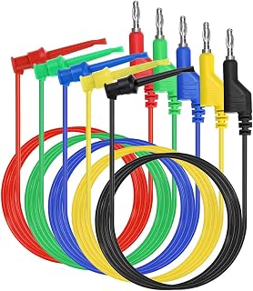 Sumnacon 39 Inch Stackable Banana Plug to Test Hook Leads - 5pc Multimeter Test Lead Set, 500V/5A Flexible Color-Coded Wires