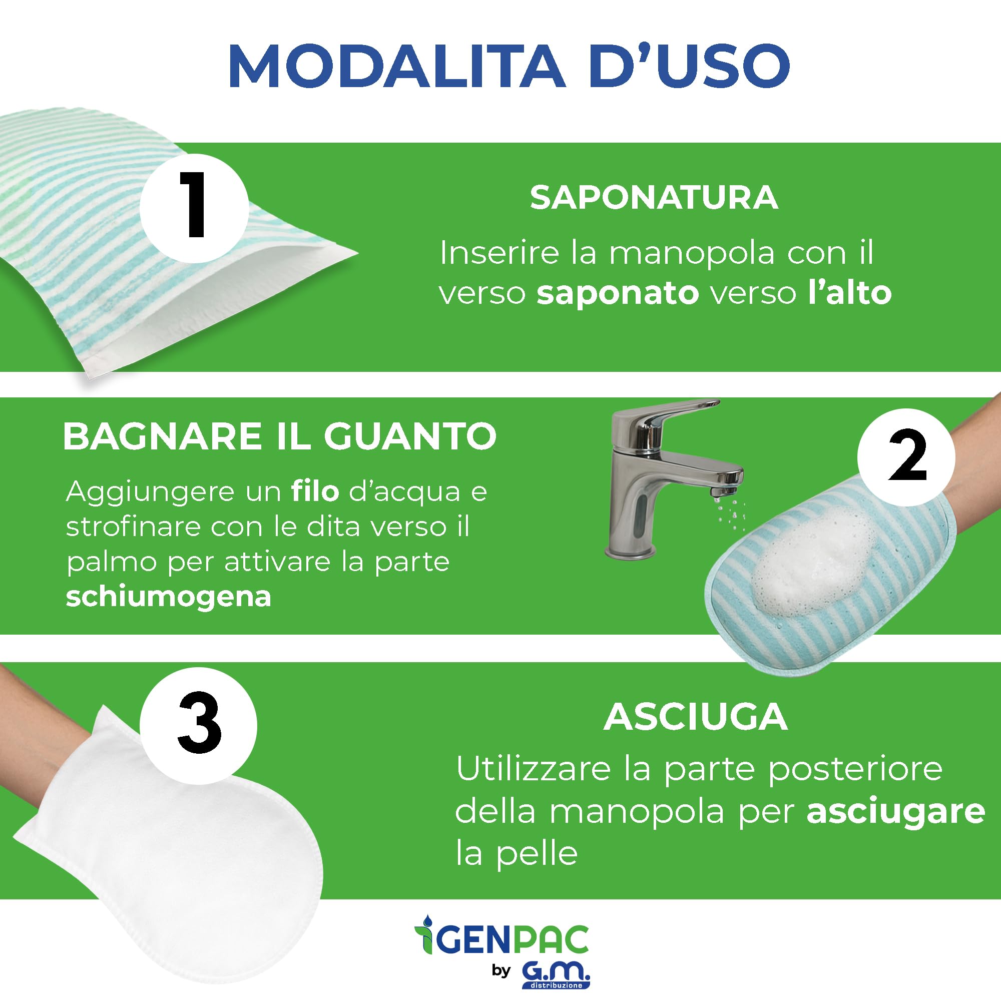 100 Manopole Saponate Monouso di Alta Qualità, Impermeabili all'interno, con Soffice Spugna Esterna, Guanti Saponati Monouso Delicatamente Profumati, Senza Risciacquo, Guanti Saponati per Anziani