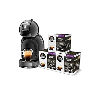 Krups Nescafé Dolce Gusto Mini Me, negro, automático, calidad profesional, presión 15 bares, gran variedad de bebidas frías y calientes, 0.8 L, 1500 W, incluye 3 packs de café intenso, KP1238CAS